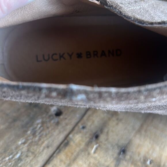 LUCKY BRAND "Benna" Brown Suede Side Zip Boots, Stacked 1.5" Heel, Sz 8 M  CUTE! - Picture 7 of 8